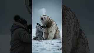 Rescuing a Polar bear with thousands of parasitic bees #polarbear #antarctica