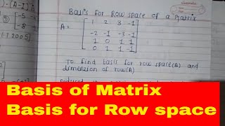 Basis For Row Space / how to find basis for row space of matrix