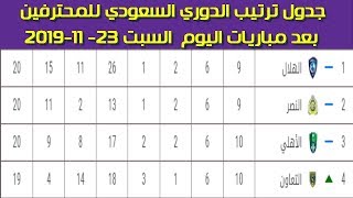 جدول ترتيب الدوري السعودي للمحترفين بعد مباريات اليوم  السبت السبت 23- 11-2019
