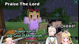 Iroha Showing Kaela's Statue To Akirose So She Can Pray To Hololive Minecraft God