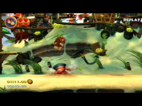 Donkey Kong Country Returns: 2-B (Pinchin' Pirates) Shiny Gold Run ...