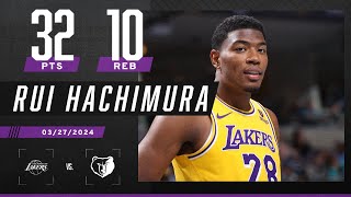 Rui Hachimura GOES OFF for his 9th career double-double in Lakers win vs. Grizzlies 😤 | NBA on ESPN