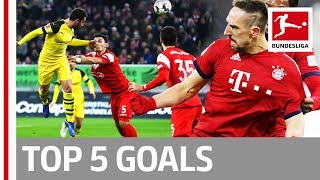 Top 5 Goals on Matchday 16 -  Alcacer, Ribery, Hazard \u0026 More