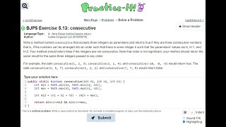 Java Practice It | Exercise 5.13: consecutive | if/ else, method basics, return, Math class