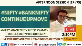 Afternoon Session(Ep#76) #Nifty #BankNifty continue upmove. Live Intraday Analysis on 28th May'20