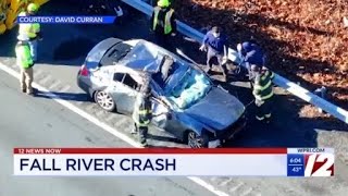 Damaged car seen on Route 24 in Fall River