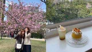 vlog | 寒假的出遊日常💐新竹一日遊/櫻花公園🌸/Basement cafe/春室