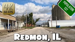 Driving Around Tiny Village Redmon, IL in 4k Video