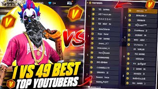 1 Vs 49  All V Badge Youtubers In The Same Lobby 🔥  World Top Dangerous Players  🔥⚡️