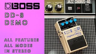 Boss DD-8 Digital Delay In Depth Demo & Roland JC-40 | ALL FEATURES & MODES!