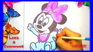 HOW TO DRAW CUTE  BABY MINNIE MOUSE
