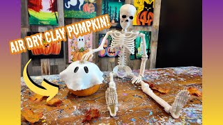 DIY Air Dry Clay Ghost Pumpkin 👻 | Easy Halloween Decor Tutorial