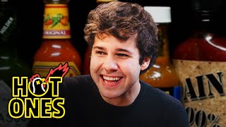 David Dobrik Experiences Real Pain While Eating Spicy Wings | Hot Ones
