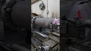 Turning some big 4140 on the large manual lathe. 18in dia x 44in long.