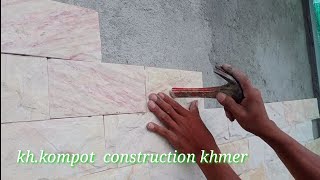 [ kh.kompot  ] How to seal the front wall stone } construction khmer