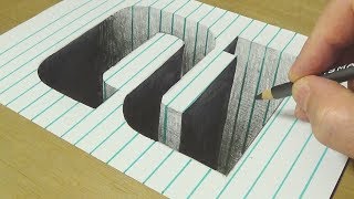 Drawing Number Two Hole in Line Paper - Trick Art Illusion