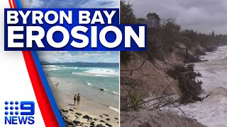 Byron Bay's famous beach disappears amid violent storm | 9 News Australia