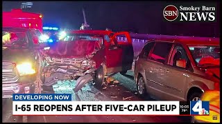I-65 reopens after five-car pileup