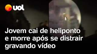 Jovem cai de heliponto e morre após se distrair gravando com celular em SC; vídeo mostra momento