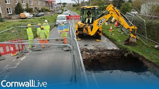 'Dangerous' mineshaft opens up on Cornwall road