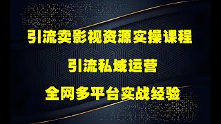 引流卖影视资源实操课程，引流私域运营，全网多平台实战经验