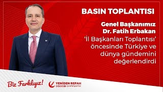 Genel Başkanımız Dr. Fatih Erbakan, il başkanları toplantısı öncesi basın açıklamasında bulunuyor.