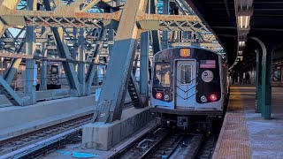 NYC Subway: R46/R68 G and R160/R179 F Trains at Smith-9 Streets at Sunset