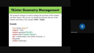 Unit IV (Tkinter Geometry Manager in Python)