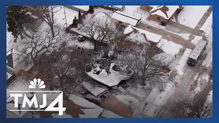 Drone video shows aftermath of house explosion in Wisconsin