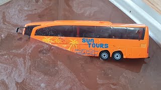 Cars for Kids fall in turbid Water - The Bus sliding and hits