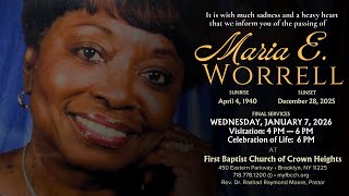 Homegoing Service for Maria Elena Worrell | January 7, 2026