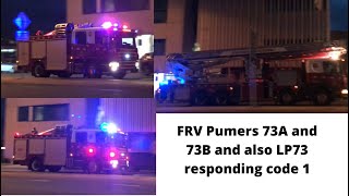 *AIRHORN* FRV Pumper 73A and 73B and Ladder Platform 73 responding code 1!