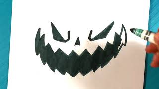 EASY How to Draw HALLOWEEN PUMPKIN FACE - Scary Drawings