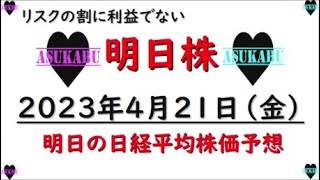 【明日株】明日の日経平均株価予想　2023年4月21日　リスクの割に利益が少ない！