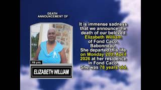 Elizabeth William ~ Short Obituary