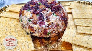 Como hacer una BOLA DE QUESO CON ARANDANOS Y NUEZ deliciosa botana para reuniones, fiestas y Posadas