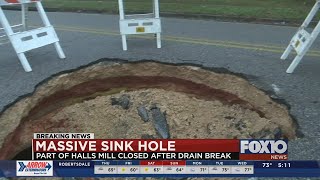 Sinkhole on Halls Mill Road