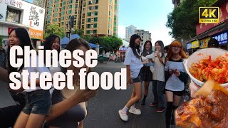 (4k)Chinese street food and street girls, both good looking and delicious.