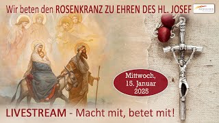 Wir beten den Rosenkranz zu Ehren des Hl. Josef für den Weltfrieden und zur Wiedergutmachung.