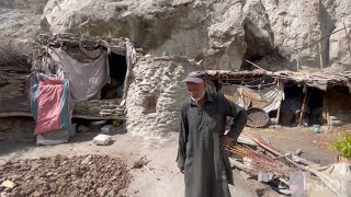 Peaceful and natural village in north pakistan | grand father living alon in cave home at mountain