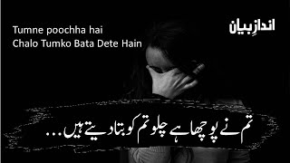 Tum Ne Pocha Hai Chalo Tum Ko Bata Dete Hai | Heart Touching Poetry Urdu | Urdu Ghazal | Urdu Poetry