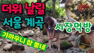 대중교통으로 쉽게 가는 서울 숲속 계곡 ㅣ 더위를 식혀봐요 ㅣ 아이들과 놀기 좋은곳 ㅣ 물놀이 후 시장 먹방