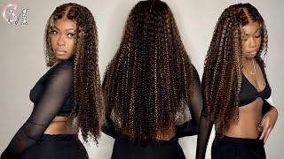 BEAUTIFUL OMBRE HIGHLIGHT KINKY CURLY WIG | GLUELESS INSTALL | CURLYME HAIR