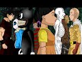 Saitama and goku fight vs Squid game, scp 096, Sans, Cartoon Cat, Jason, Michael, Freddy,Chucky,Jeff