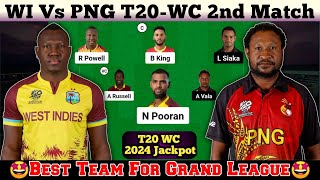 WI vs PNG Dream11 Prediction, WI vs PNG Dream11 Team, WestIndies vs Papua New Guinea T20wc 2nd Match
