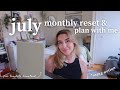 july monthly reset & plan with me 2024 | setting goals, monthly reflection & youtube analytics