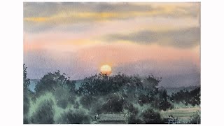 水彩日记 乡村黄昏 2024.11.16 watercolor tutorial