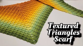 Crochet Triangle Scarf For Man or Woman - Textured Triangles Scarf