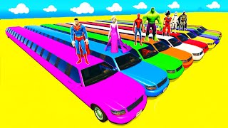 Мультфильм для Детей про Машинки Учим Цвета и Цифры Длинные Цветные Лимузины и Супергерои Песенки