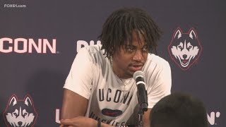 Tristen Newton speaks on becoming UConn's all-time triple-doubles leader